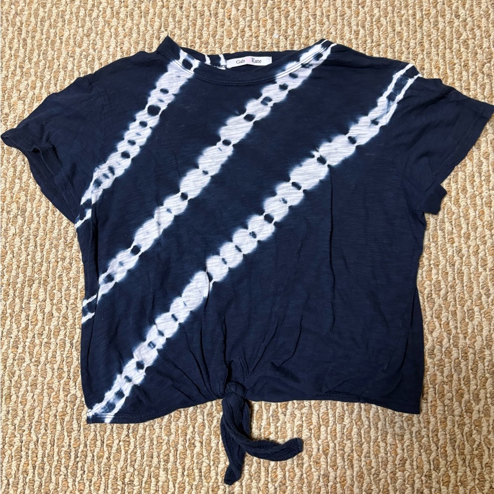 Gab & Kate Navy Tie-Dye Women's Top w Knot